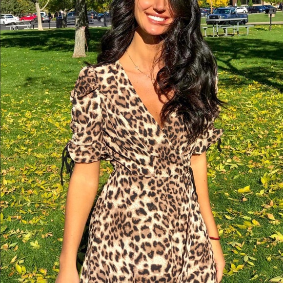 aqua leopard dress